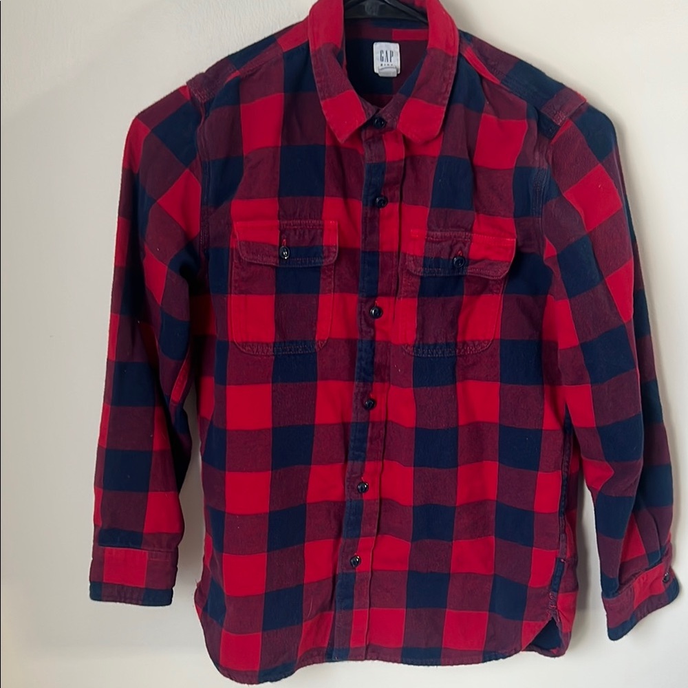 EUC GAP Kids Button Down Buffalo Plaid Flannel Shirt (Size: 12-XL)